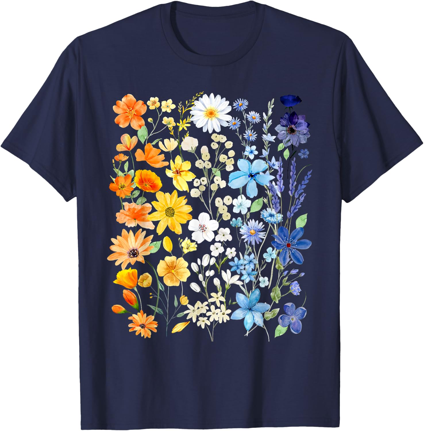 AroAce Pride Wildflowers Subtle Aroace LGBTQ Proud Asexual T-Shirt - T-Shirt | Navy