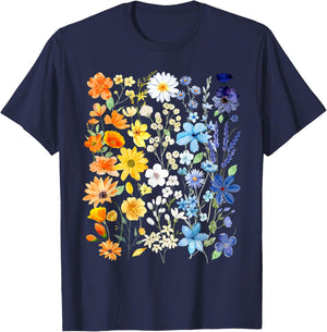 AroAce Pride Wildflowers Subtle Aroace LGBTQ Proud Asexual T-Shirt - T-Shirt | Navy