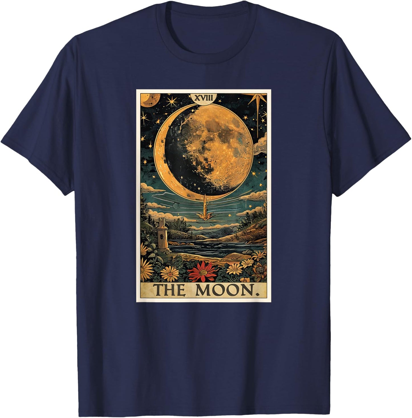 Tarotkarten Tarotkarte 18 The Moon Der Mond T-Shirt - T-Shirt | Navy