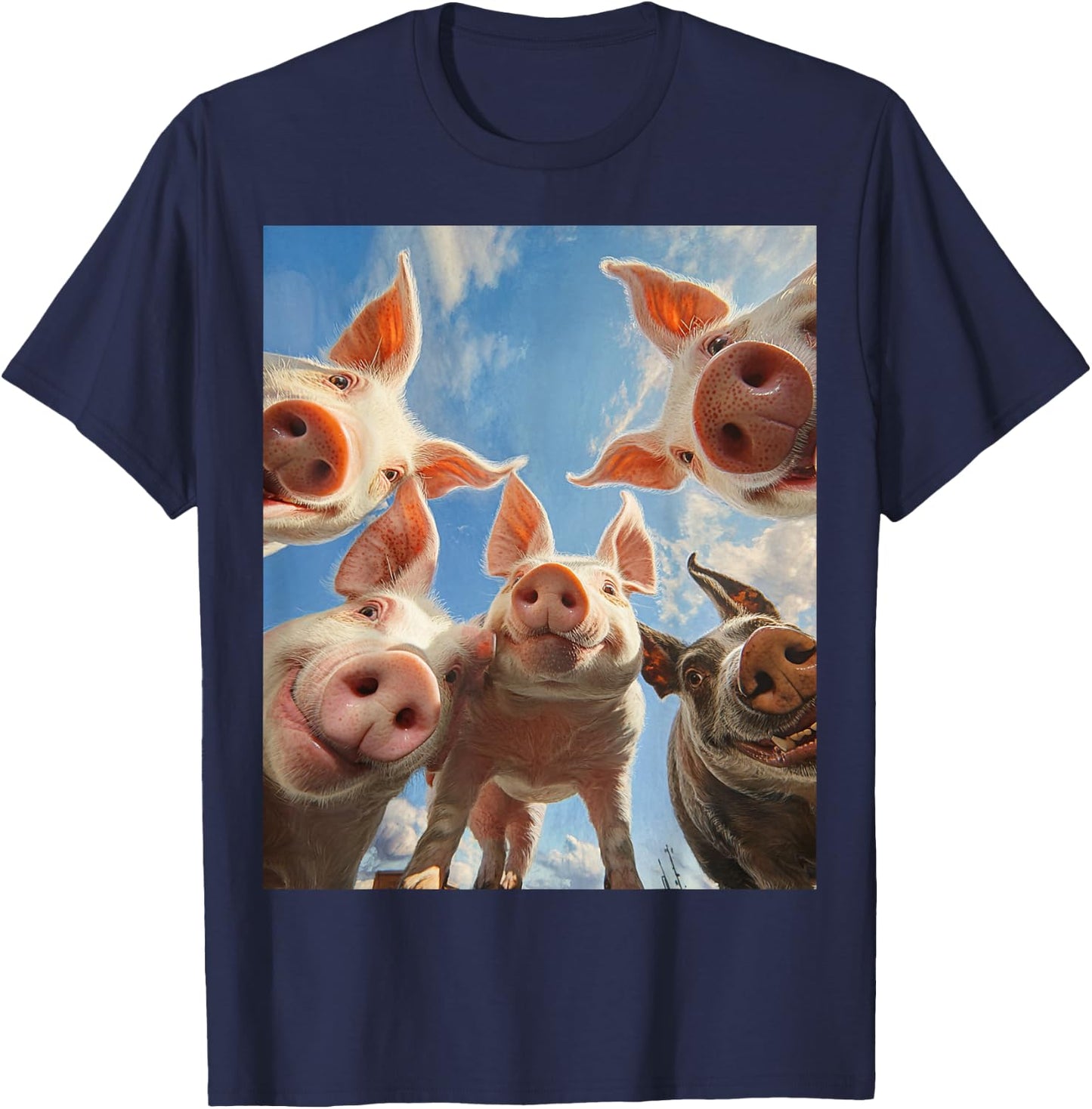 I Love Pigs Funny Pig Face Pig Selfie T-Shirt - T-Shirt | Navy