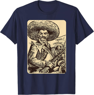 Emiliano Zapata Mexican Revolutionary Land and Liberty T-Shirt - T-Shirt | Navy