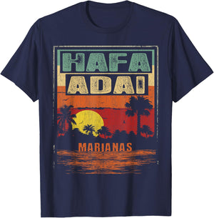 670 Hafa Adai CNMI - Vintage Tropical Marianas T-Shirt - T-Shirt | Navy