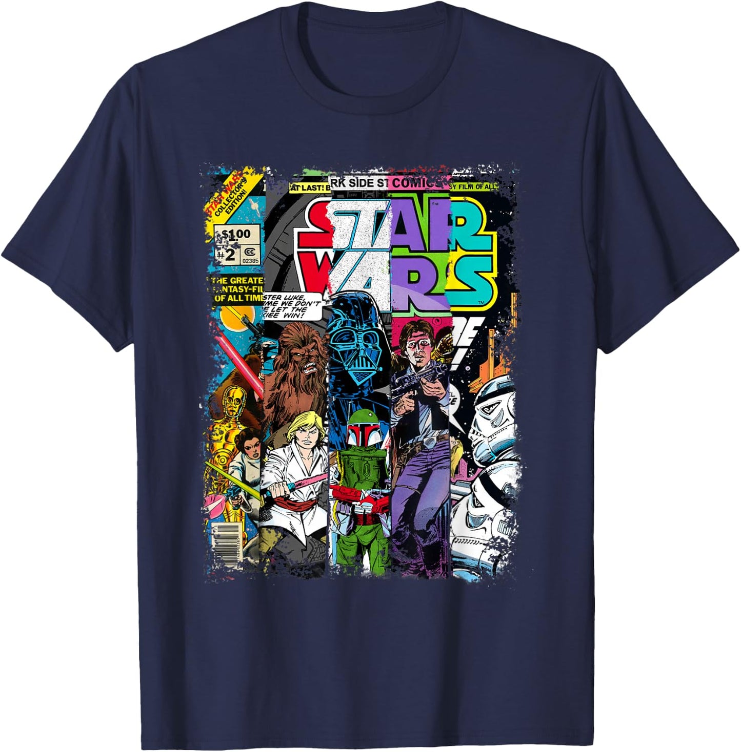 Star Wars Characters Comic Book Covers T-Shirt - T-Shirt | Navy