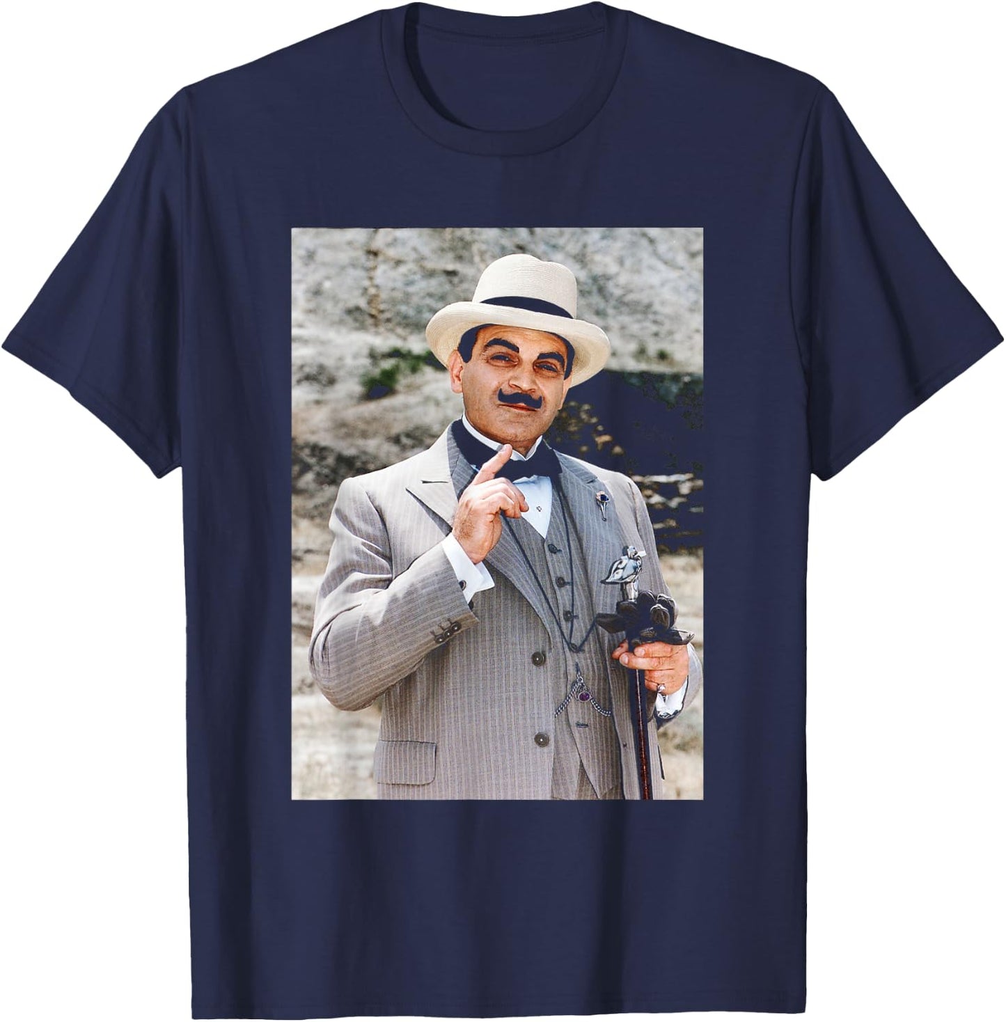 David Suchet Poirot Actor Agatha Christie 1993 T-Shirt - T-Shirt | Navy
