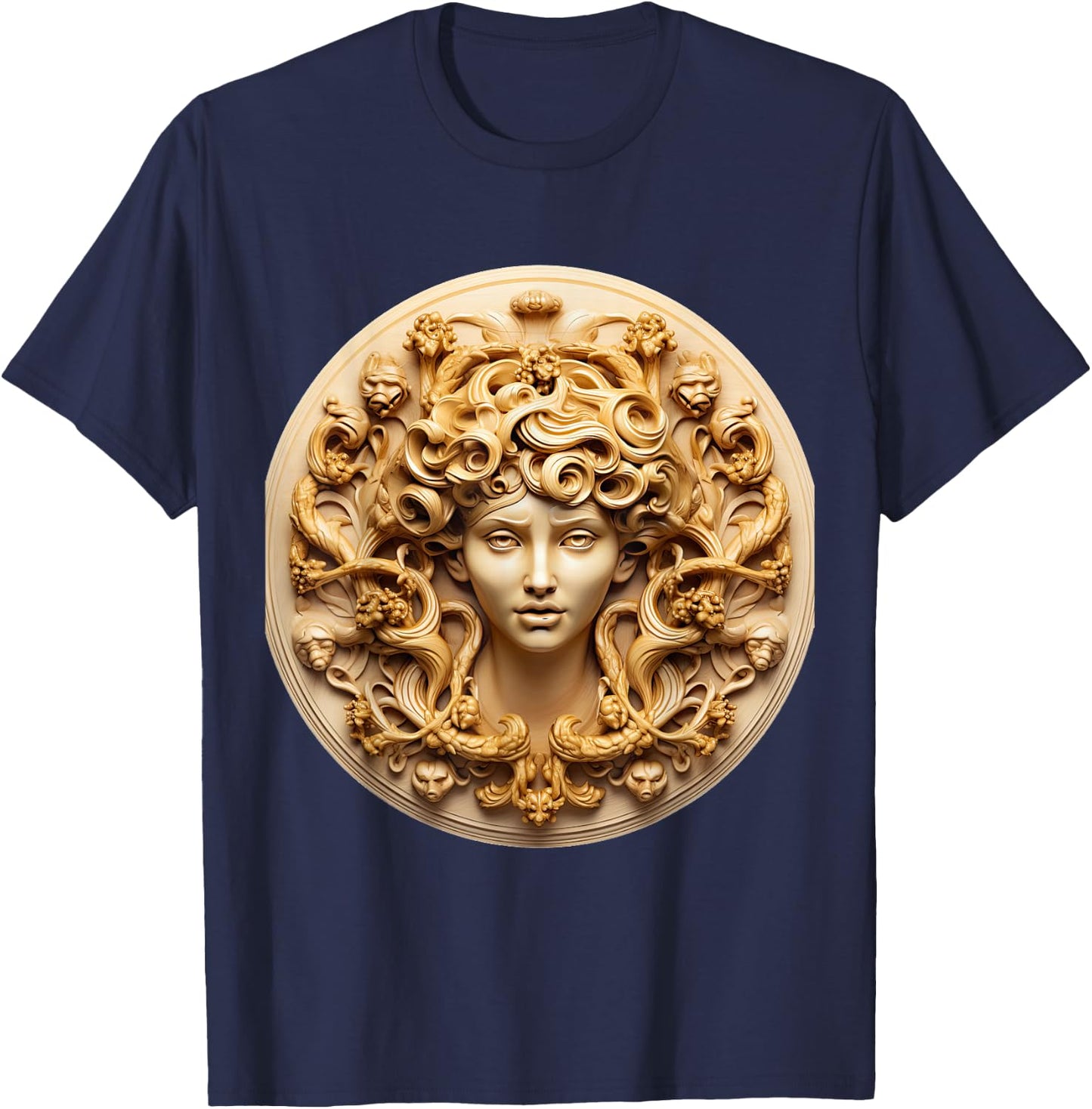 Medusahead Greek Mythology Ancient Snake Hair T-Shirt - T-Shirt | Navy