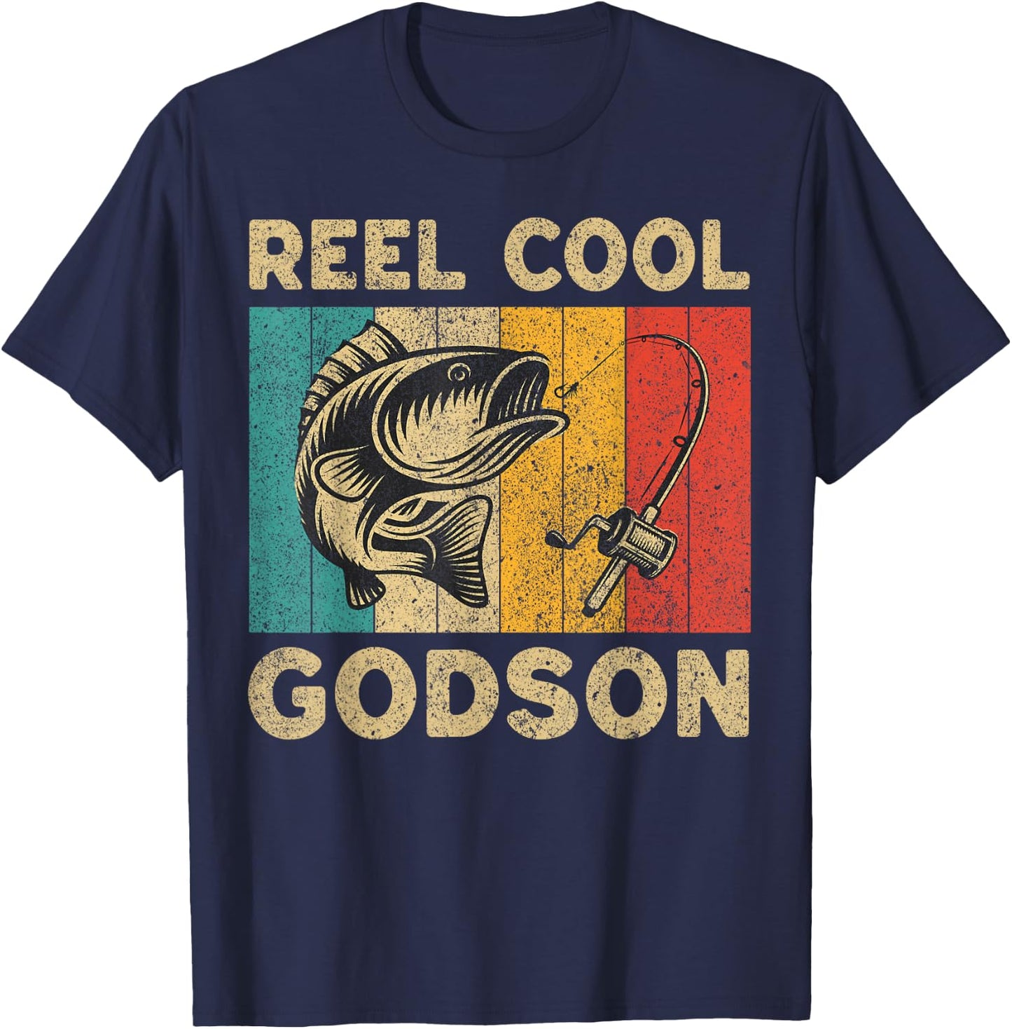Father's Day Present Funny Fishing Reel Cool Godson T-Shirt - T-Shirt | Navy
