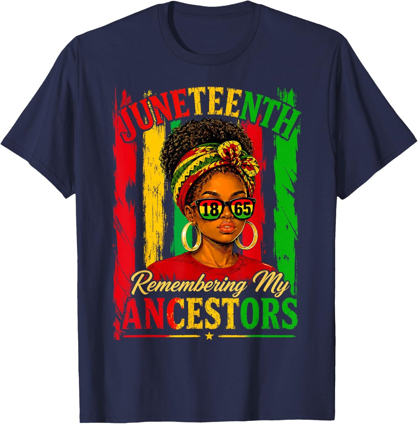Juneteenth Remembering My Ancestors Black Women Juneteenth T-Shirt - T-Shirt | Navy