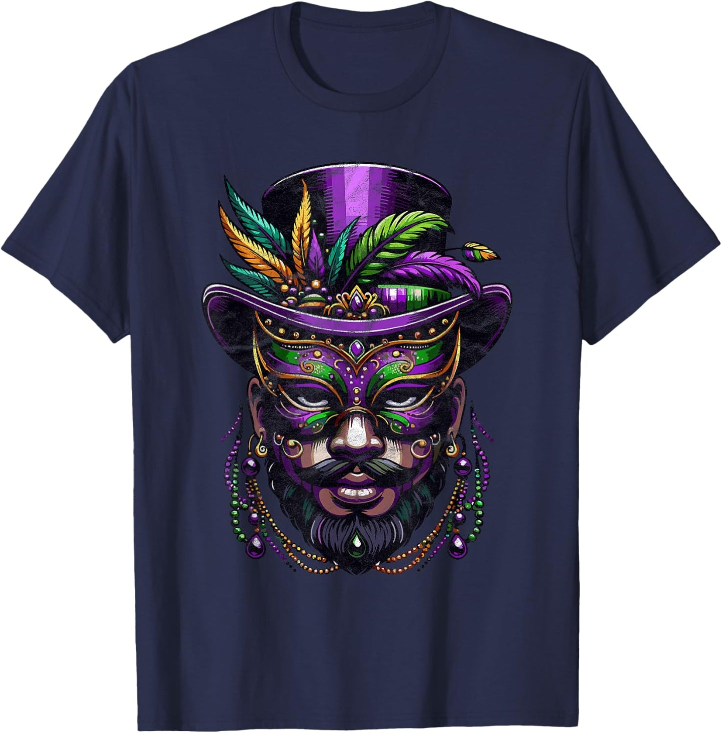 Mardi Gras Priest Top Hat New Orleans Witch Doctor Voodoo T-Shirt - T-Shirt | Navy