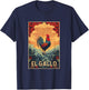 Latino Fun El Gallo Cool Vintage Rooster - Men, Boys - Black - Short Sleeve - Small T-Shirt - T-Shirt | Navy