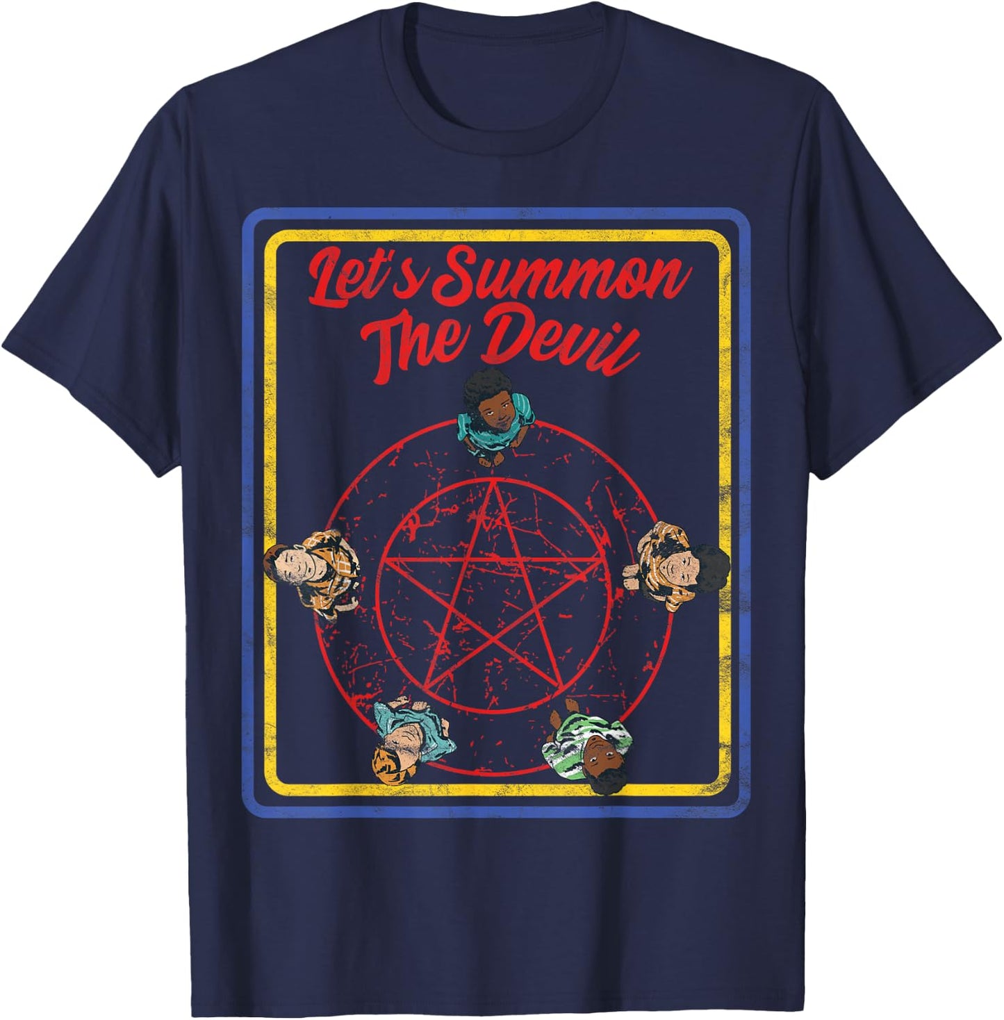 Vintage Child Game Horror - Let's Summon The Devil Schwarz S T-Shirt - T-Shirt | Navy