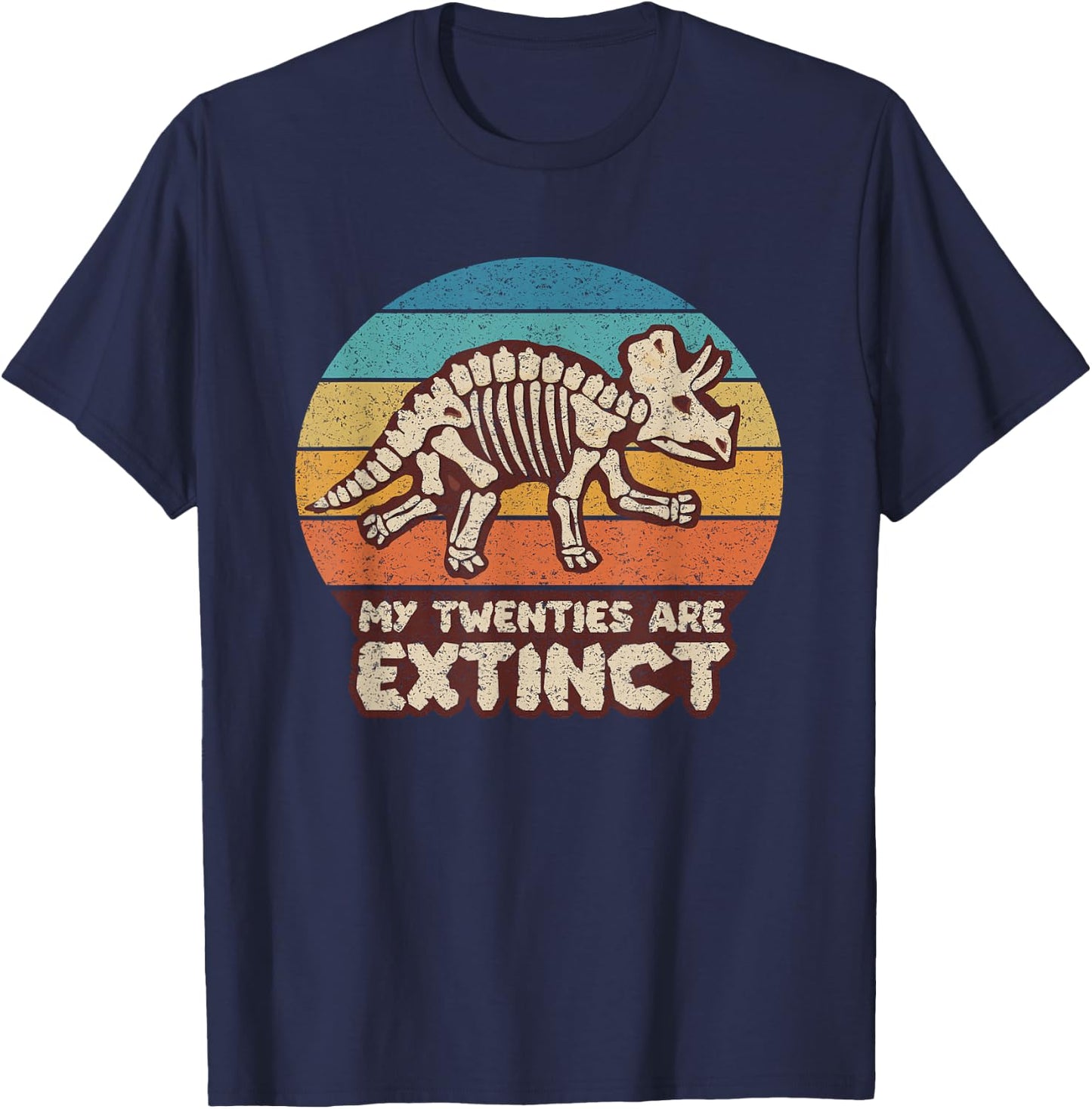 30th Birthday Gift, Dinosaur Lover, Distressed Retro Vintage T-Shirt - T-Shirt | Navy
