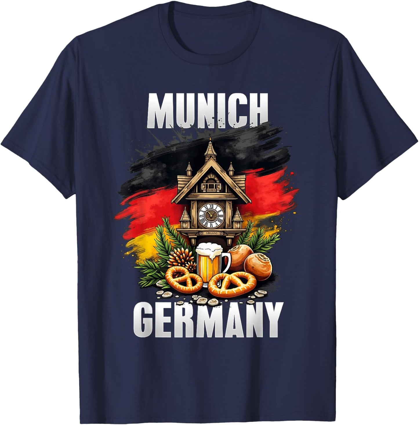 Munich Germany Souvenir German Flag Oktoberfest Travel T-Shirt - T-Shirt | Navy