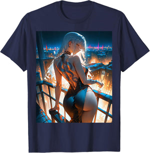 Beautiful Yakuza Kawaii Snake Anime/Manga Fantasy Girl Waifu T-Shirt - T-Shirt | Navy