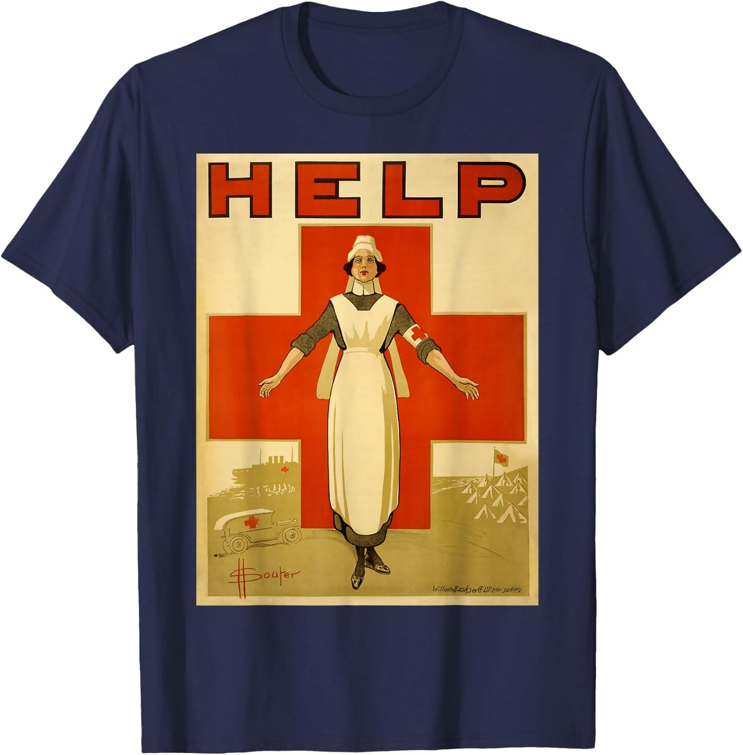 Vintage Poster - Rotes Kreuz Retro T-Shirt - T-Shirt | Navy