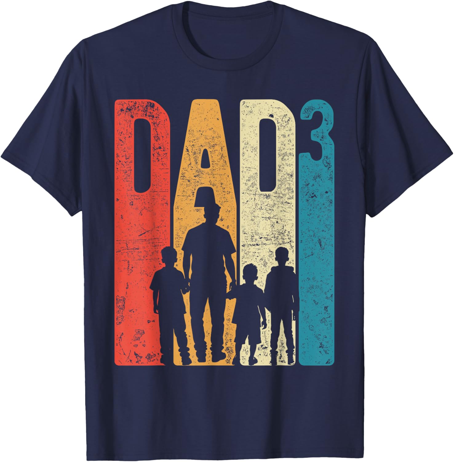 Dad Squared Vatertag Drei Jungen Drei Söhne Vater Retro T-Shirt - T-Shirt | Navy