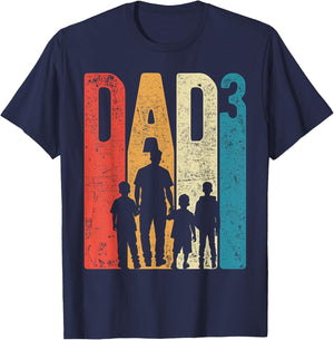 Dad Squared Vatertag Drei Jungen Drei Söhne Vater Retro T-Shirt - T-Shirt | Navy