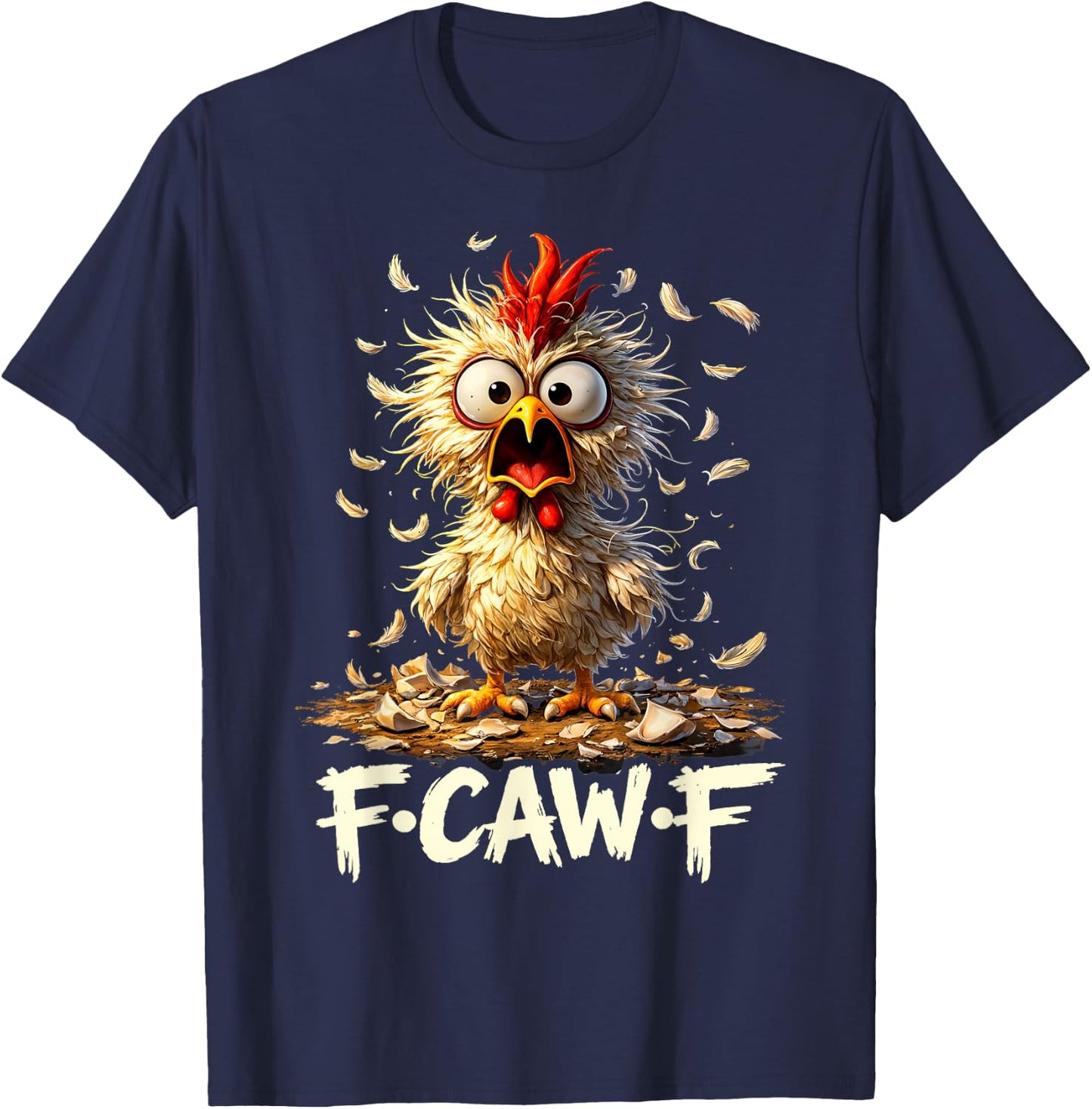 F-Caw-F Humor für Erwachsene, Motiv: Hahn T-Shirt - T-Shirt | Navy