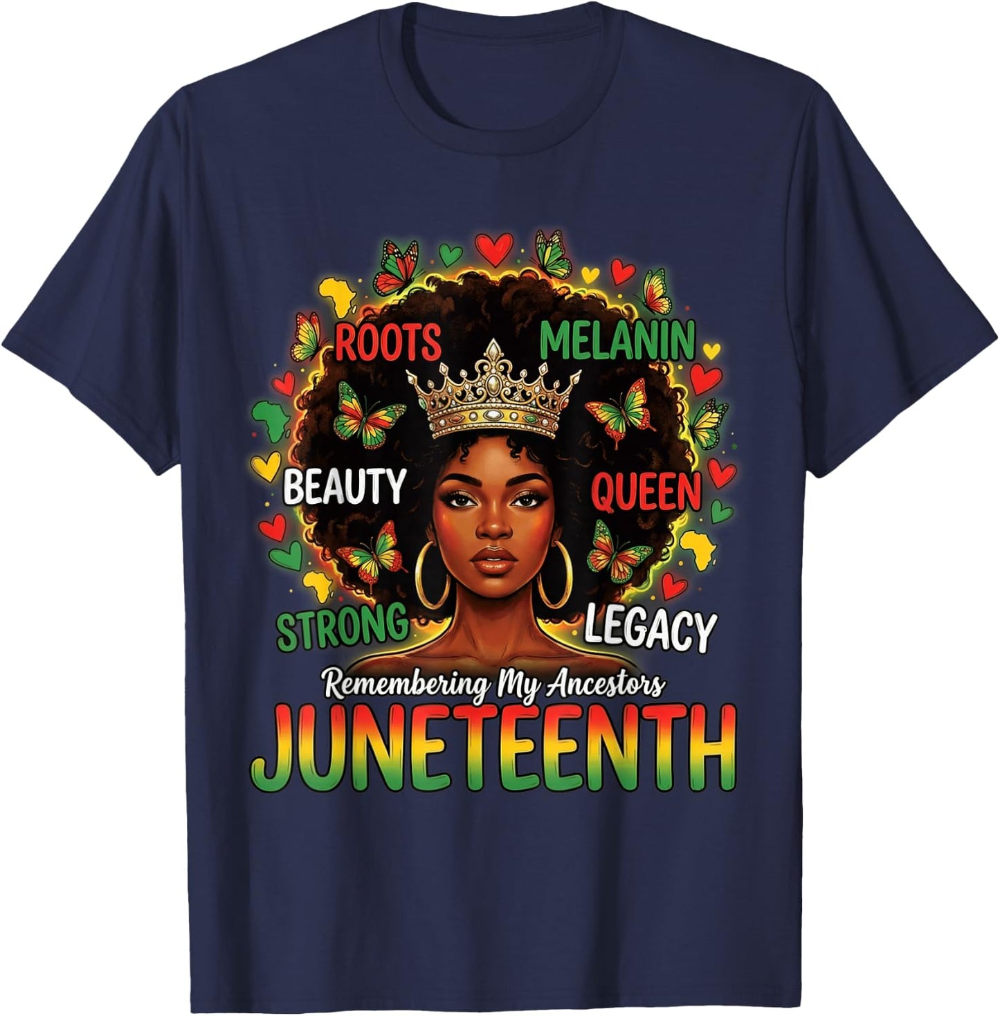Juneteenth Remembering My Ancestors Black Women Juneteenth T-Shirt - T-Shirt | Navy