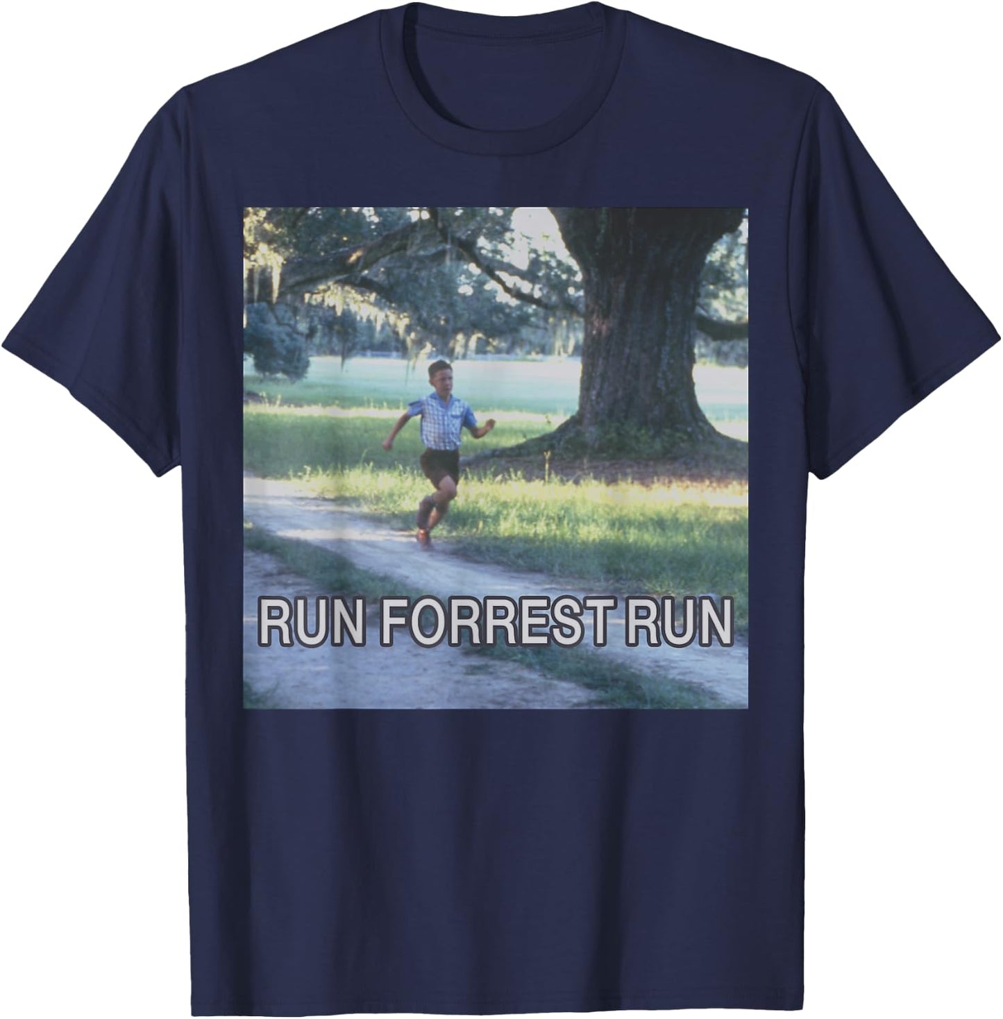 Forrest Gump Run Forrest Run Photo Panel T-Shirt - T-Shirt | Navy