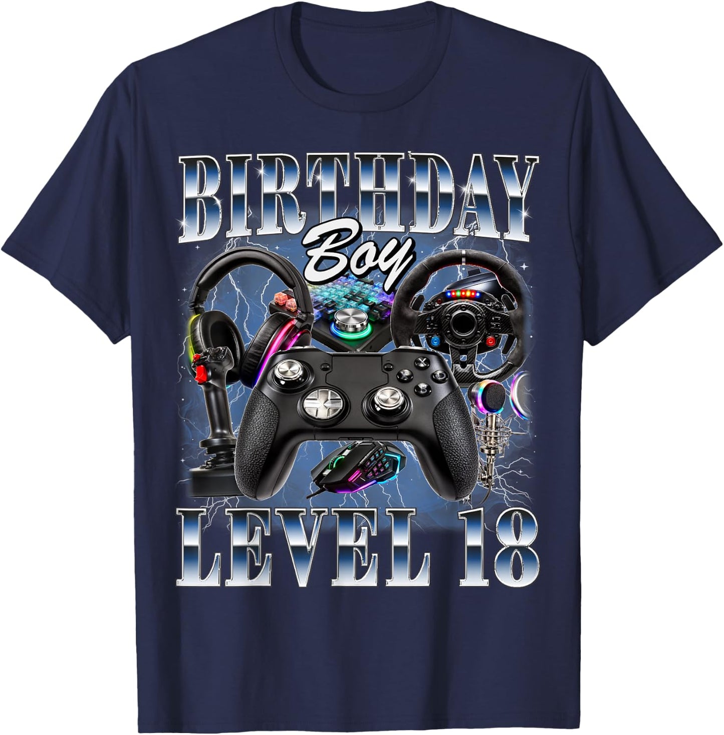 18th Birthday Boy Level 18 Video Gamer Lover 18 Year Old T-Shirt - T-Shirt | Navy
