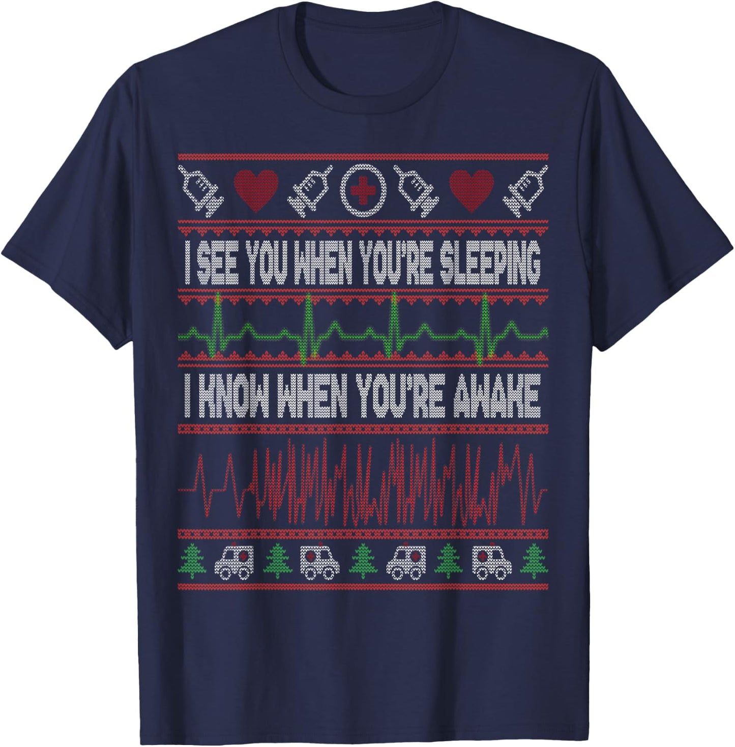 Tachy Nurse Ugly Christmas Sweater Doctor Medical T-Shirt - T-Shirt | Navy