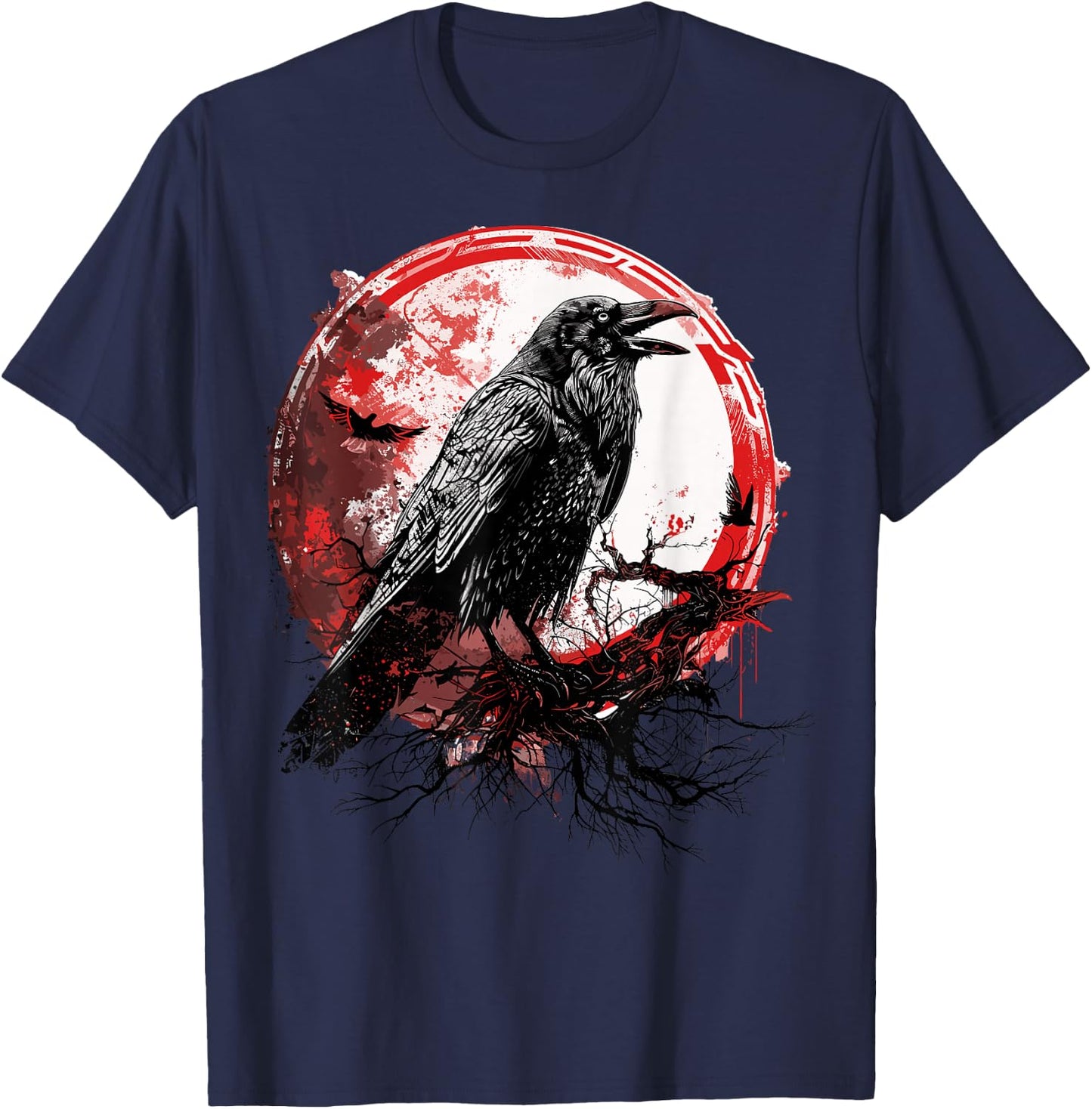 Odin Ravens Huginn & Muninn Vegvisir Vikings Myth Norse T-Shirt - T-Shirt | Navy