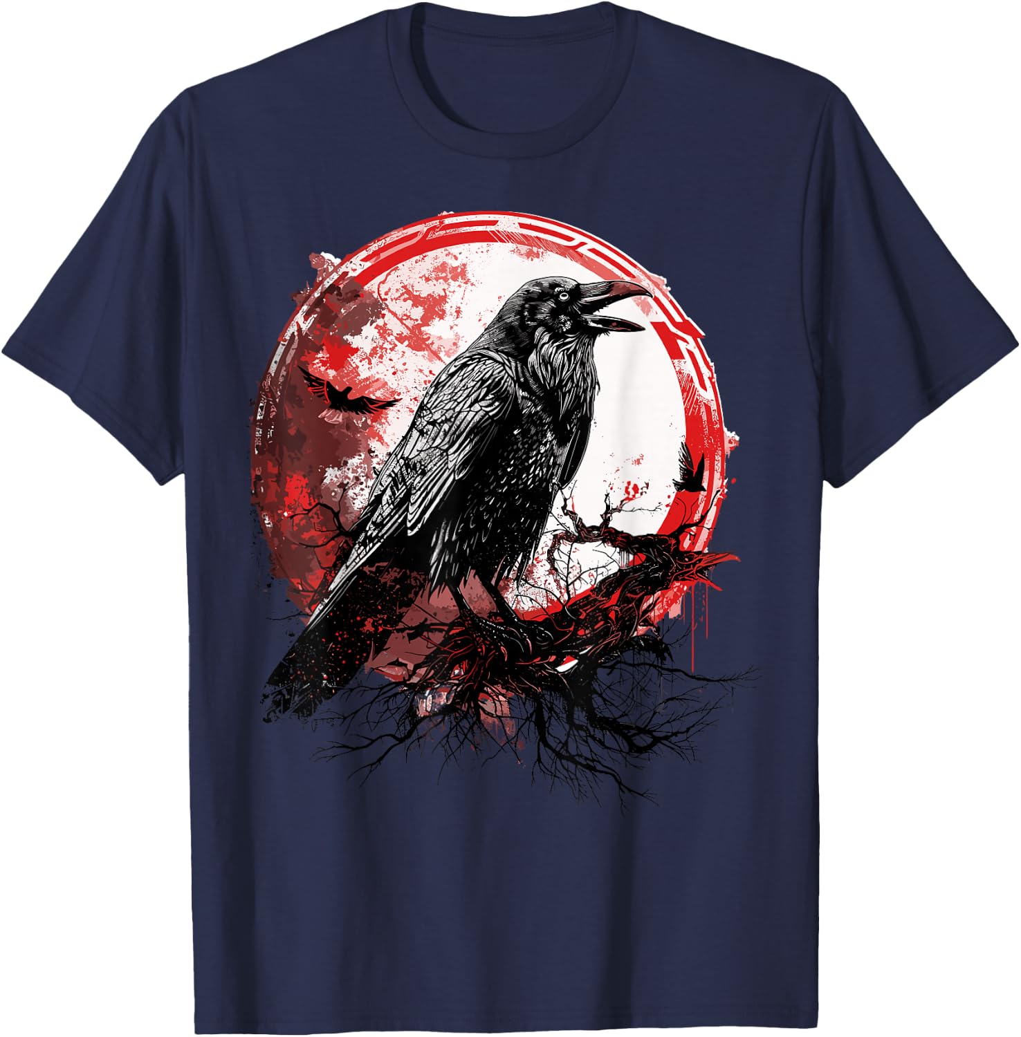 Odin Ravens Huginn & Muninn Vegvisir Vikings Myth Norse T-Shirt - T-Shirt | Navy