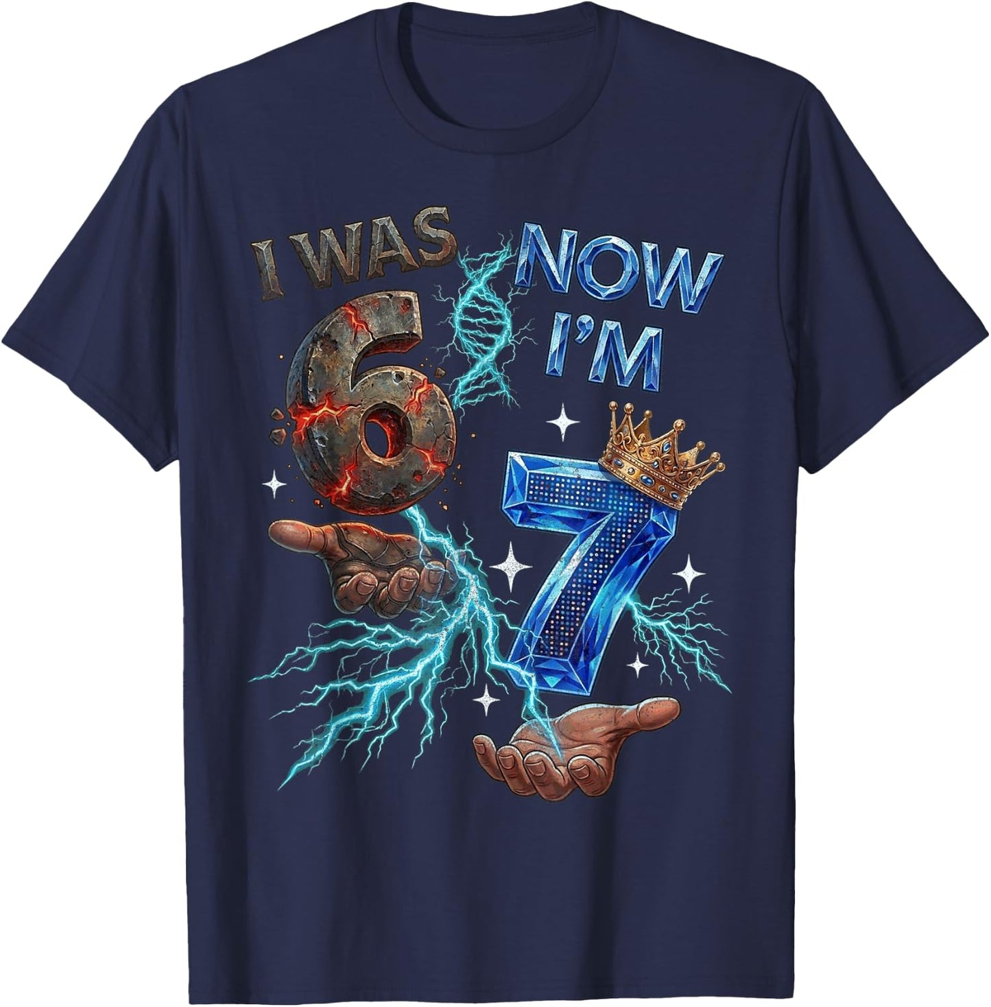 I was 6 Now I'm 7 7th Birthday 6 7 Birthday Boys 67 T-Shirt - T-Shirt | Navy