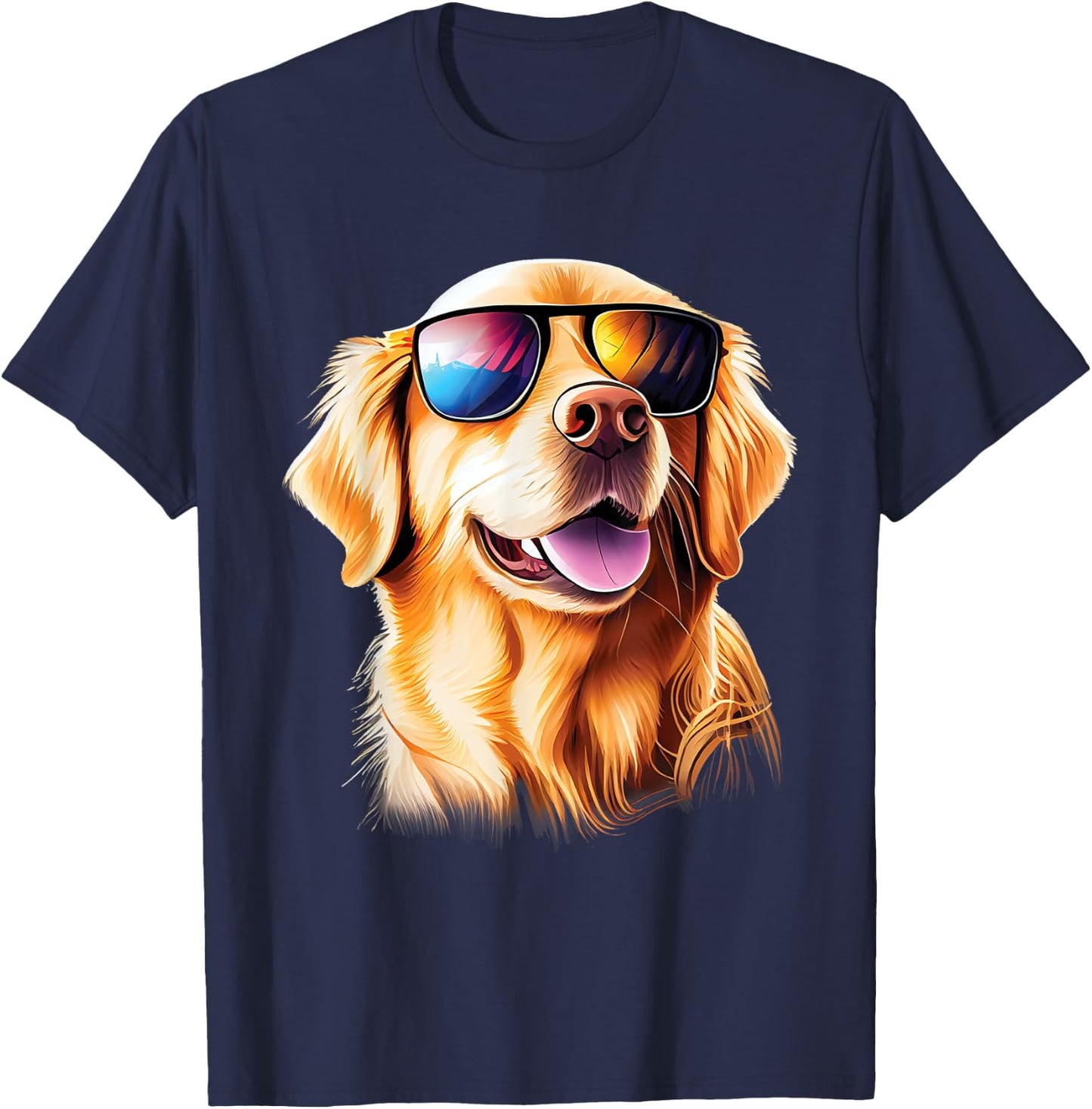 Golden Retriever With Sunglasses - Pet Lover Dog Owner Men Women Girls Kids T-Shirt - T-Shirt | Navy