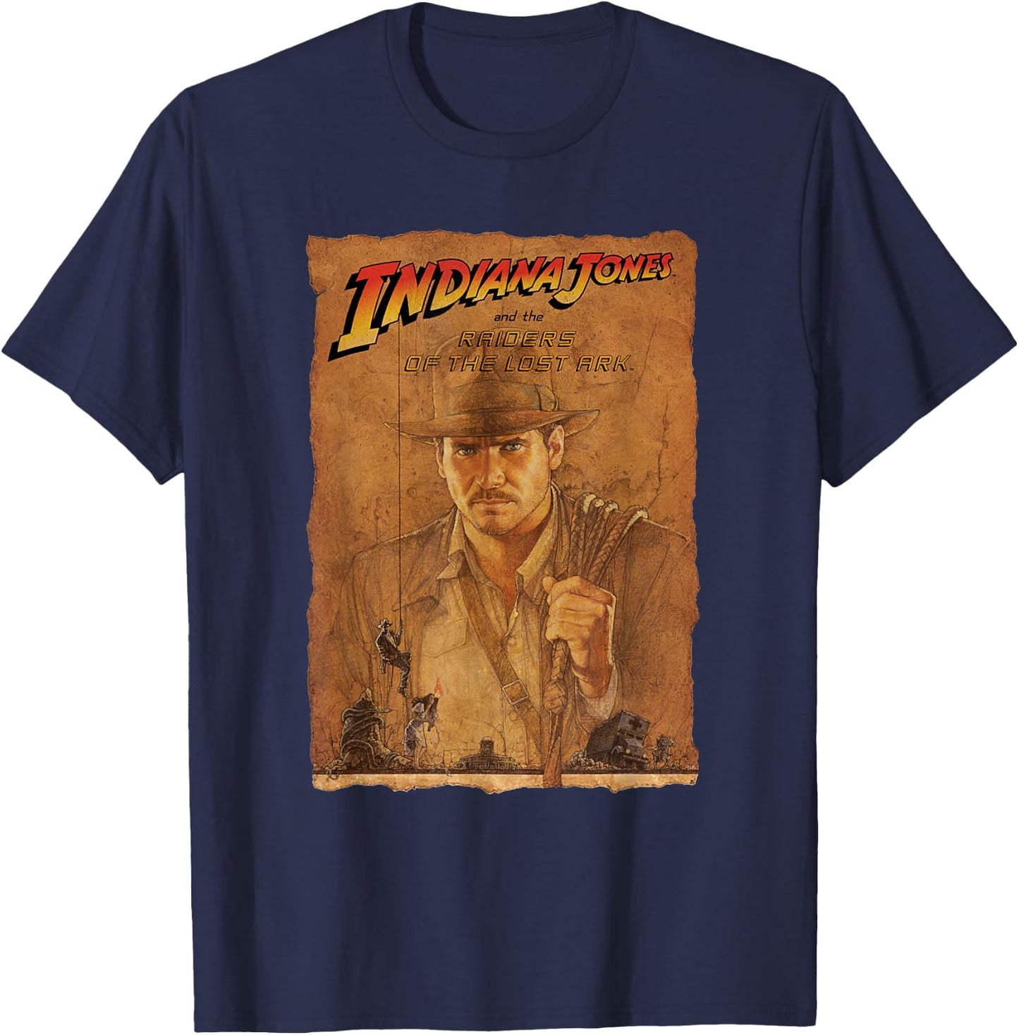 Lucasfilm Indiana Jones Raiders of the Lost Ark Poster Art , black T-Shirt - T-Shirt | Navy