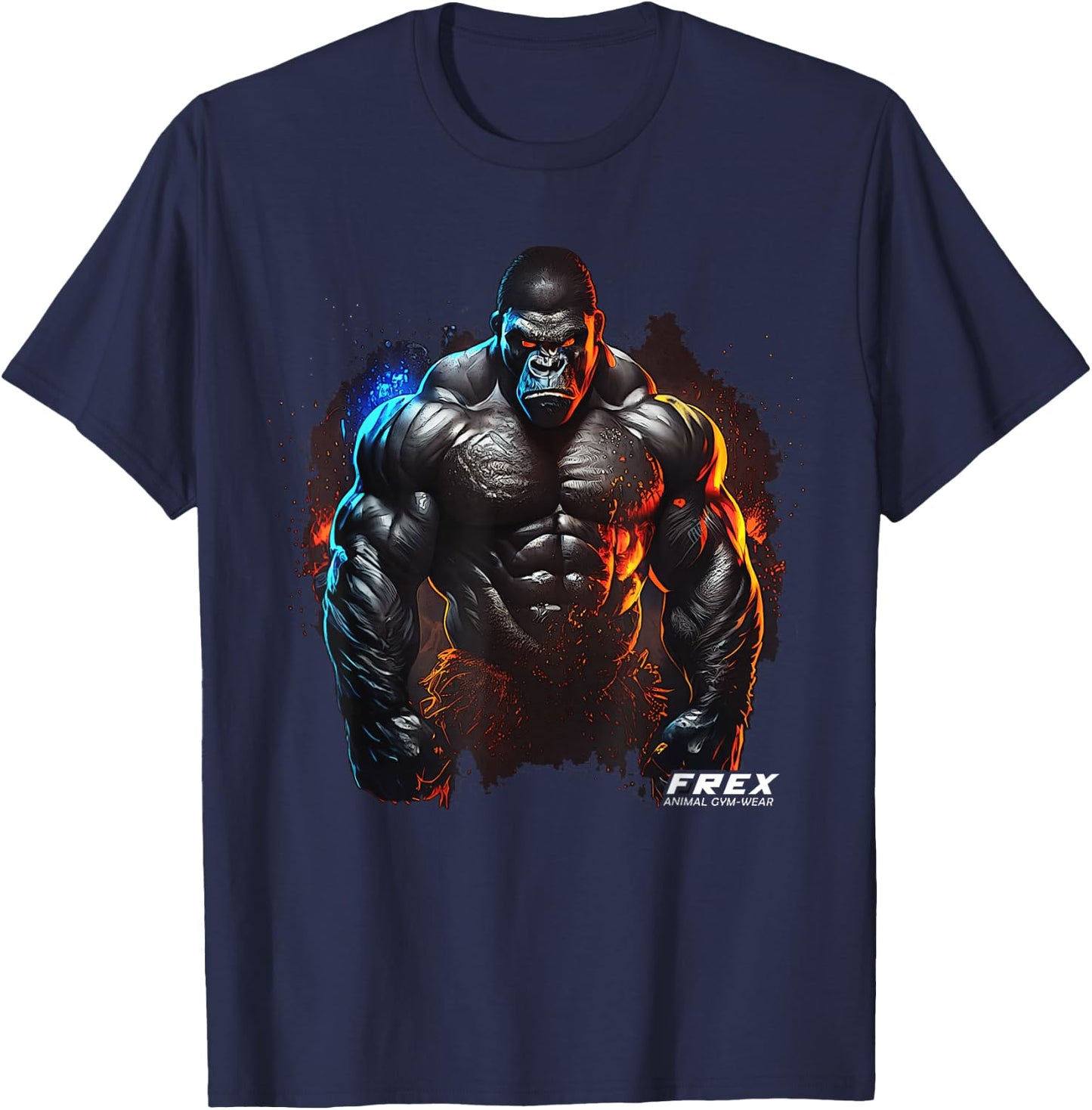 FREX Animal Gym-Wear Gorilla Affe Damen Bodybuilding Workout Motivations- Schwarz Kurzarm S EU 34/36 T-Shirt - T-Shirt | Navy