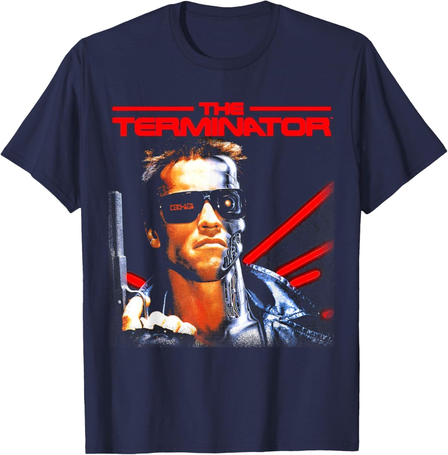 The Terminator Classic Movie Cybernetic Gamer Sci-Fi Film , Black, S T-Shirt - T-Shirt | Navy