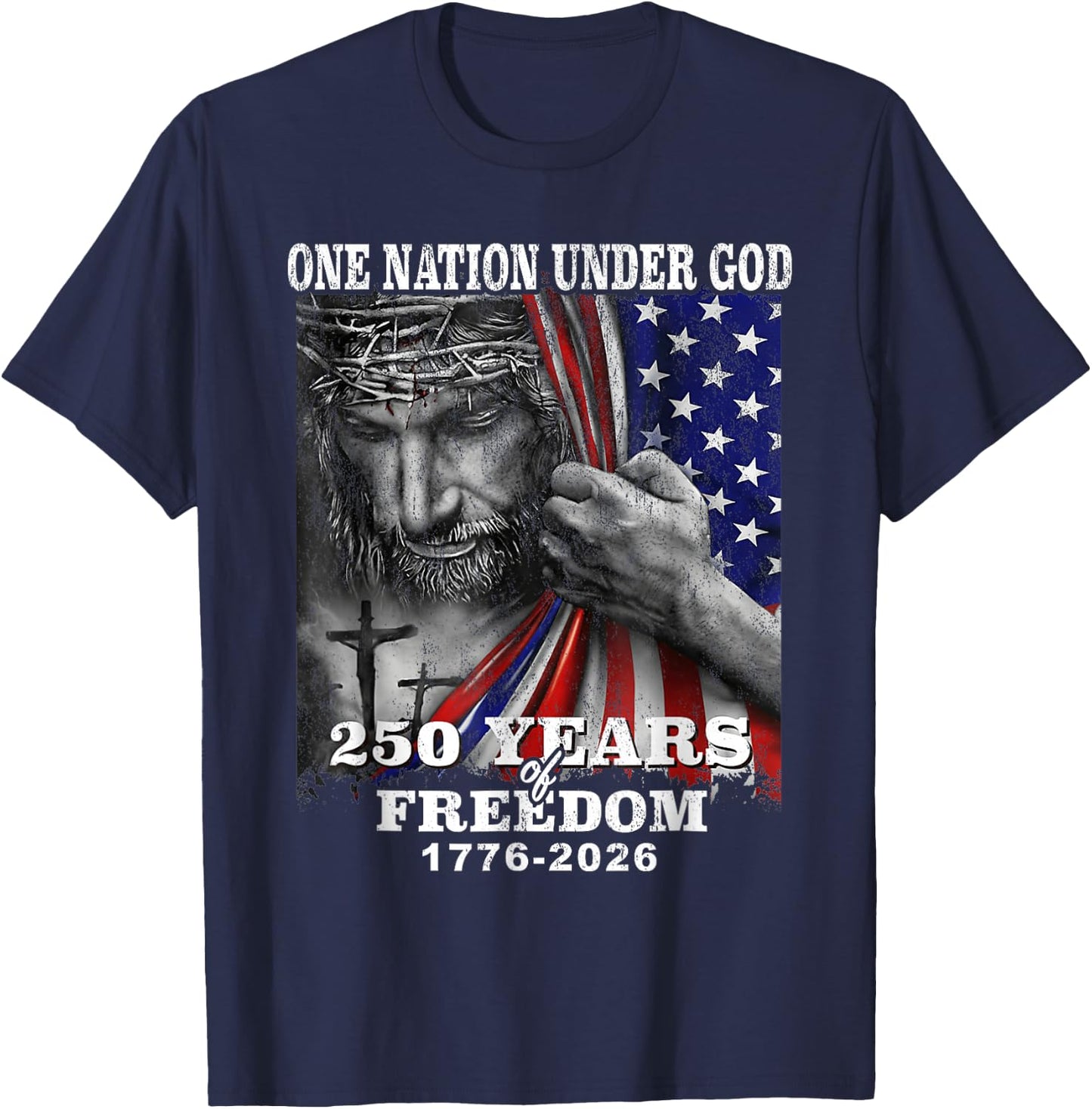 250 Years Freedom 1776 2026 250th 4th July Independence Day T-Shirt - T-Shirt | Navy