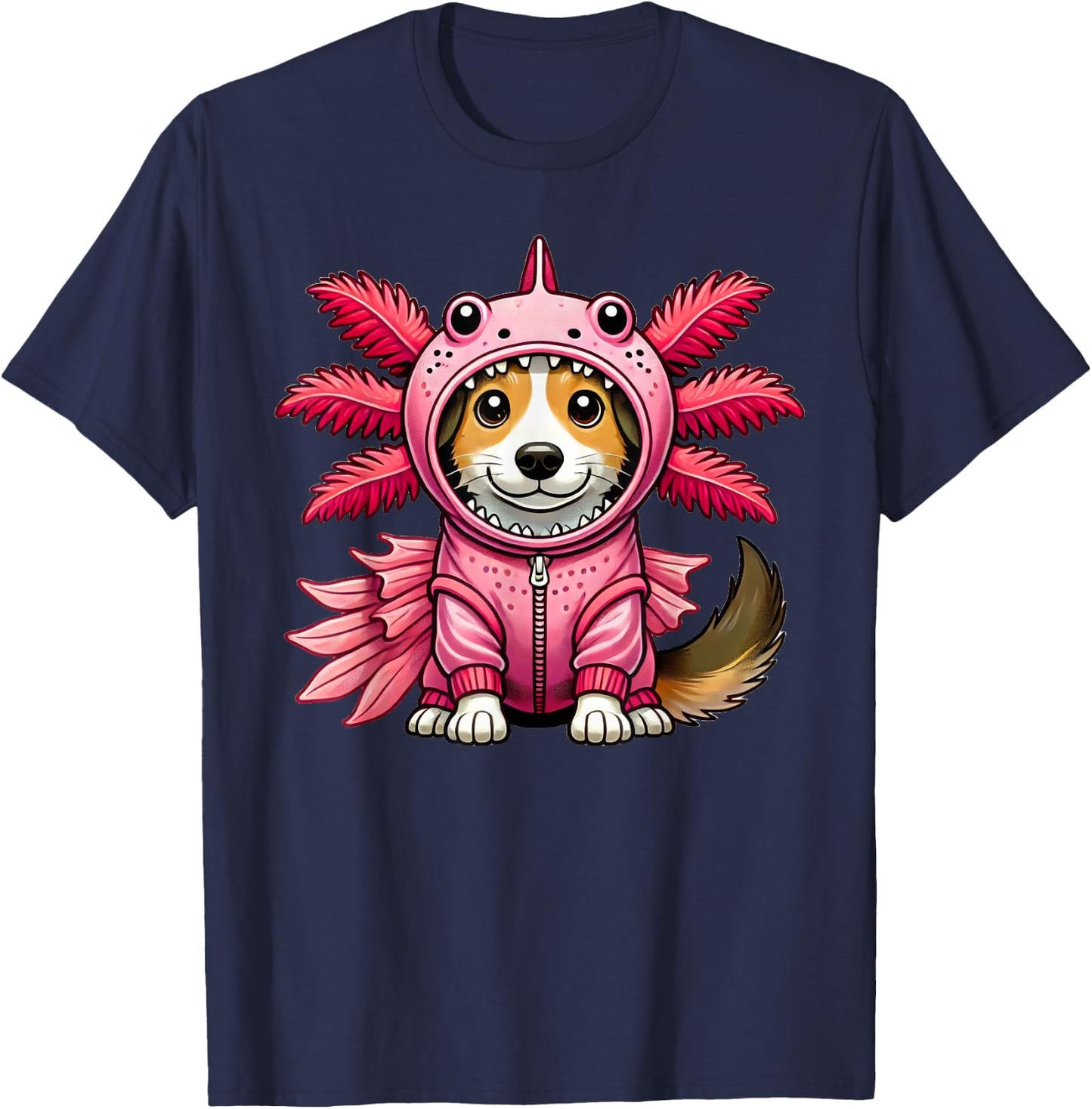Kawaii Dog Puppy Axolotl Costume T-Shirt - T-Shirt | Navy