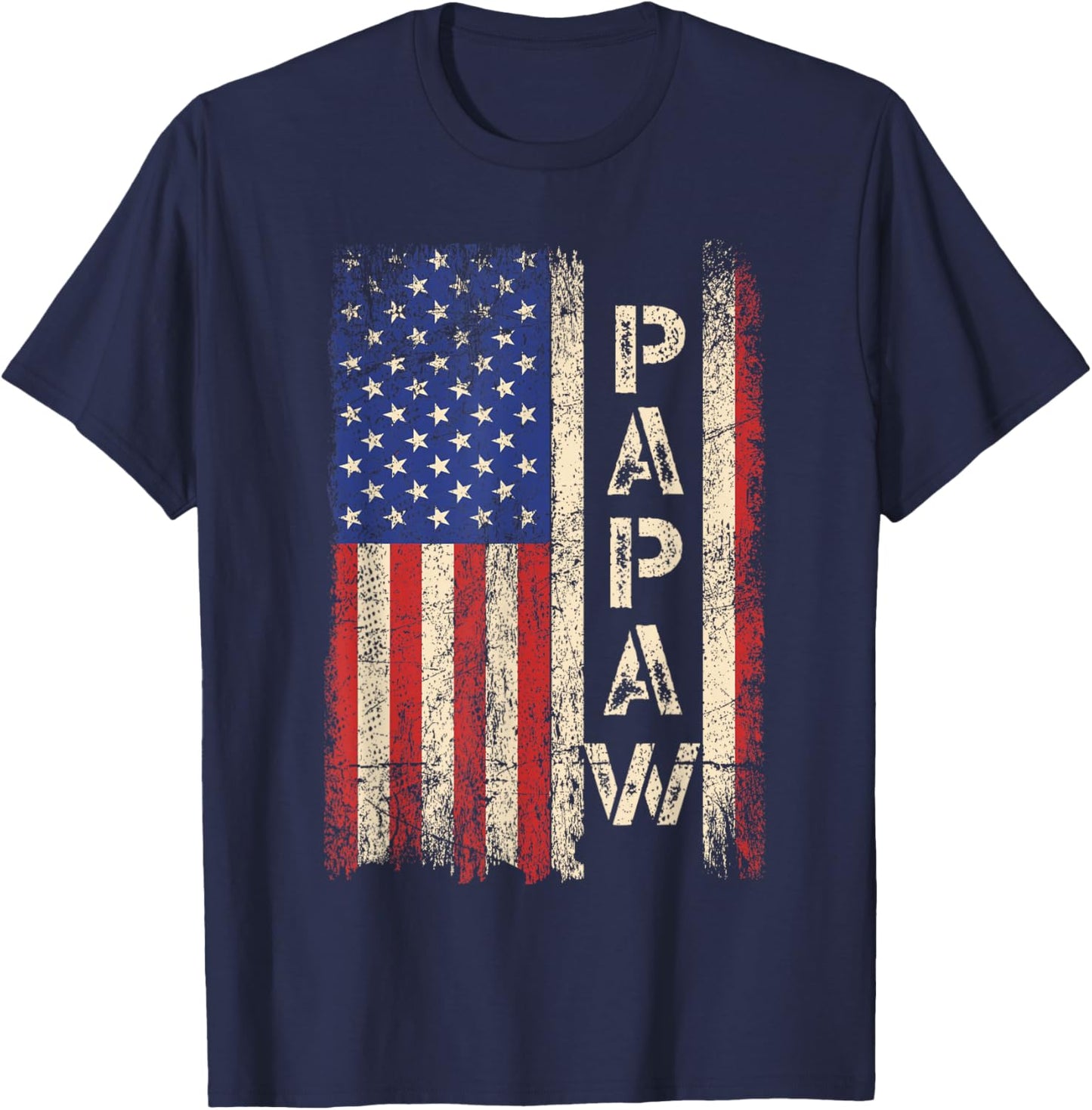 Papaw Grandpa US American Flag Shirt Grandfather Day T-Shirt - T-Shirt | Navy