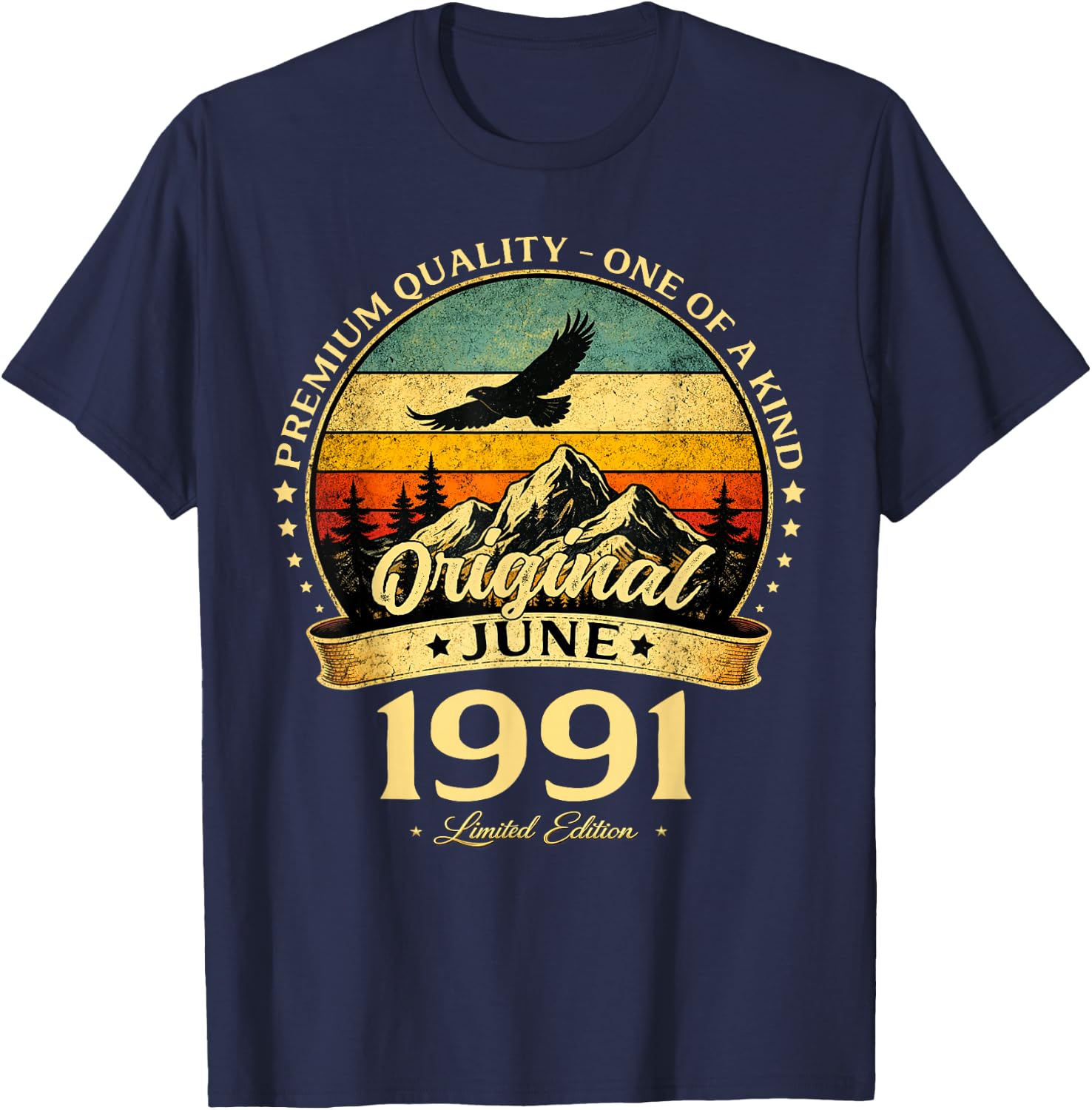 35 Ans Anniversaire Homme Cadeau Juin 1991 Vintage T-Shirt - T-Shirt | Navy
