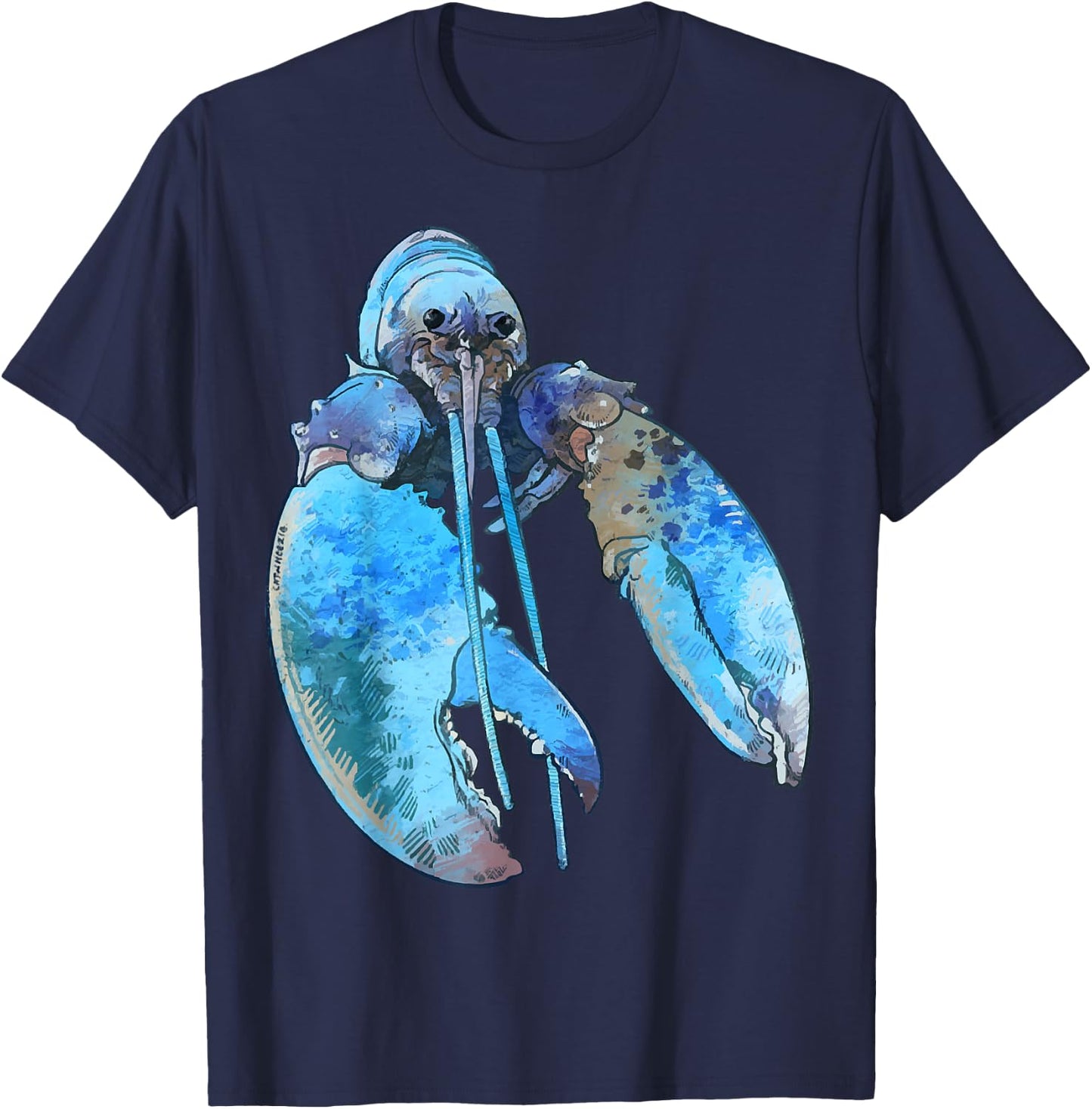 Funny Jumpscare Lobster Meme Blue Crustacean T-Shirt - T-Shirt | Navy
