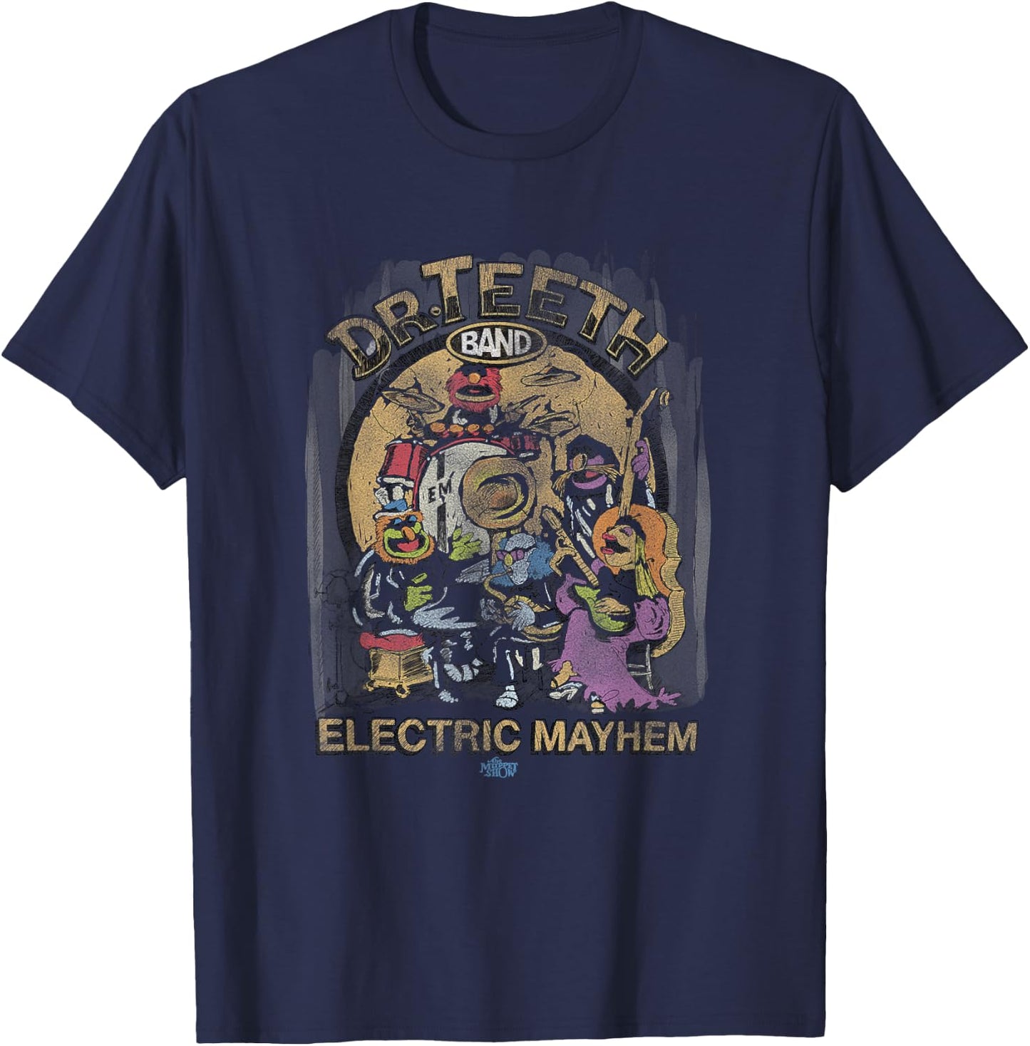 Disney The Muppets Show Dr. Teeth Electric Mayhem Distressed T-Shirt - T-Shirt | Navy