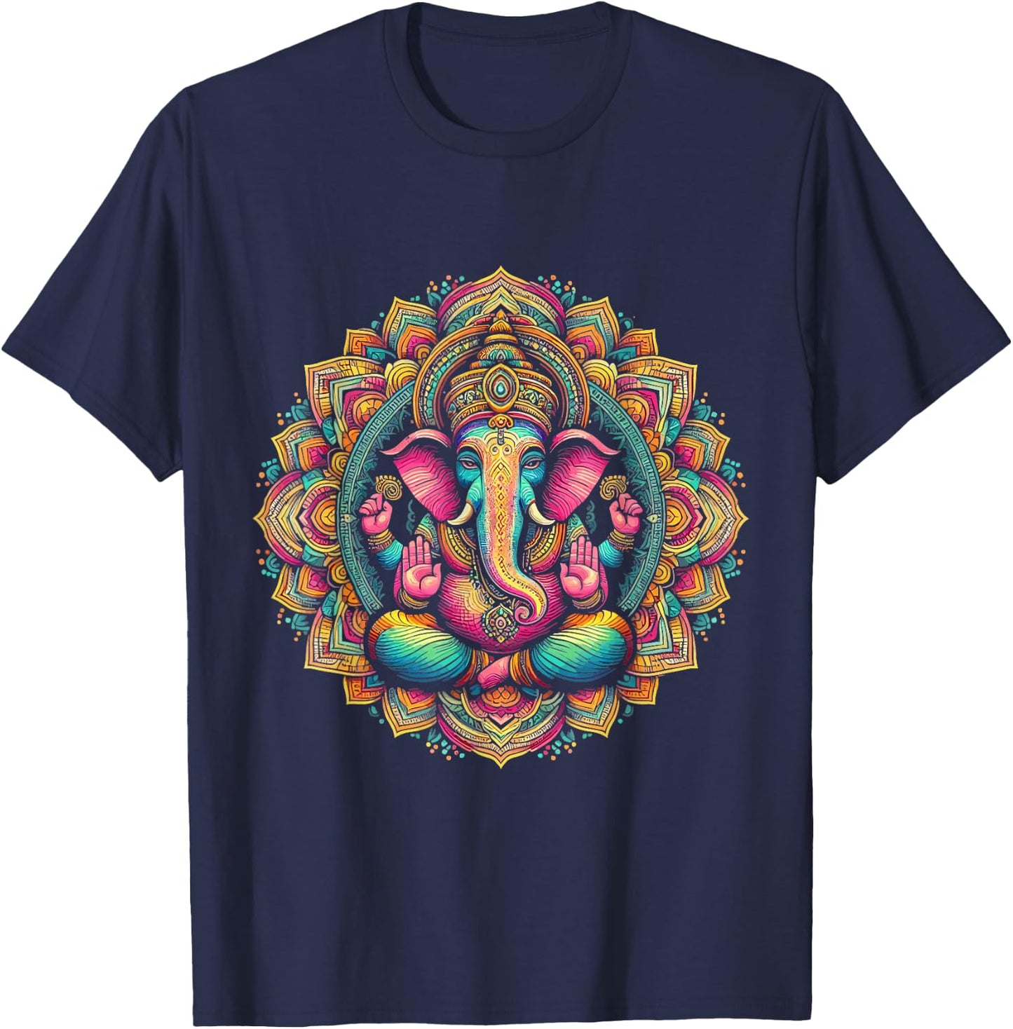 Ganesh Symbol Yoga Hindu Elephant God Ganesh Puja , Black, S T-Shirt - T-Shirt | Navy