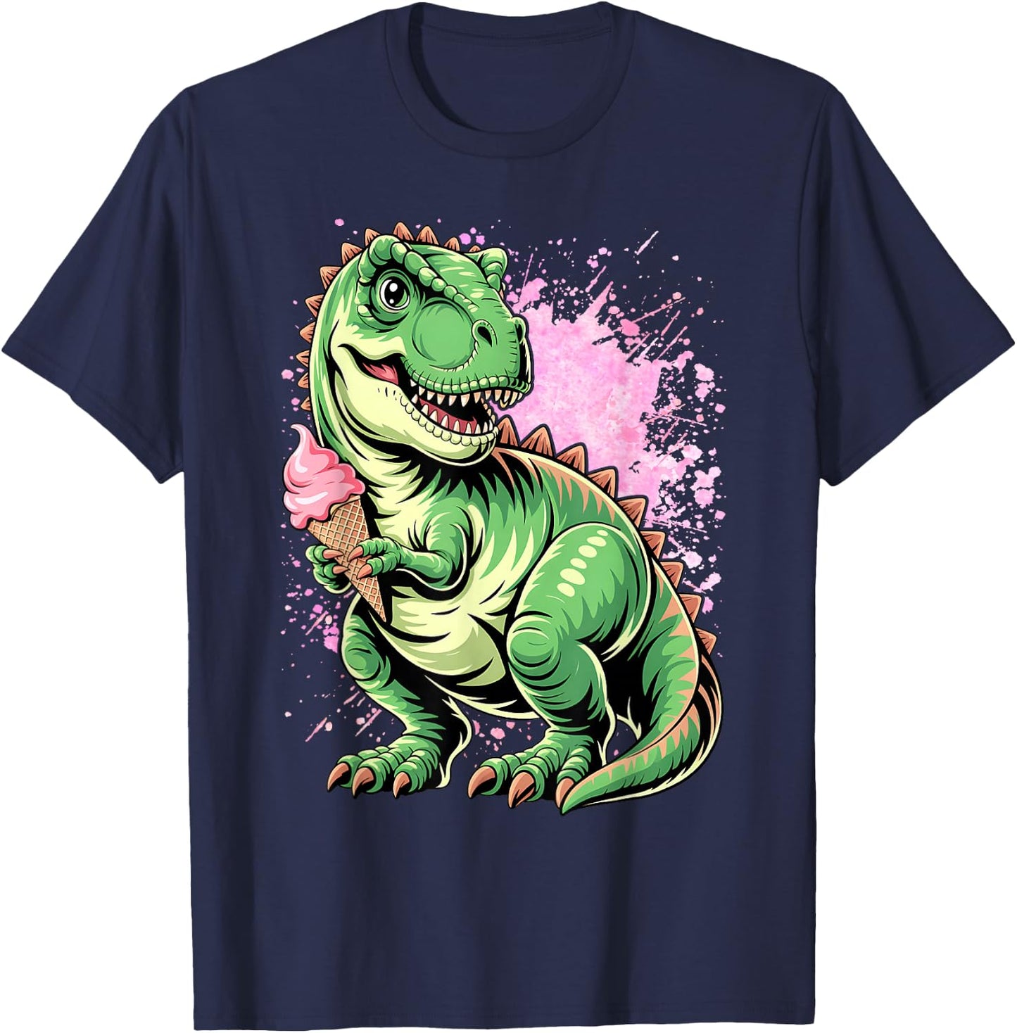 Ice Cream Dinosaur Brontosaurus Delicious Icecream Dino T-Shirt - T-Shirt | Navy