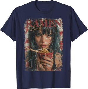 Pin-up Girl Ramen Noodle Anime Manga Asian Ramen , black T-Shirt - T-Shirt | Navy