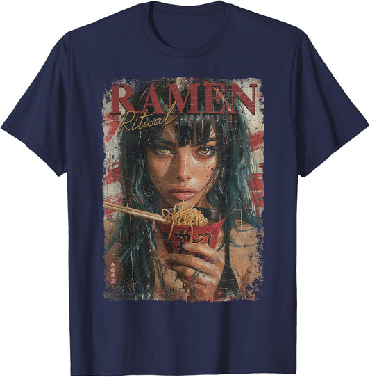 Pin-up Girl Ramen Noodle Anime Manga Asian Ramen , black T-Shirt - T-Shirt | Navy