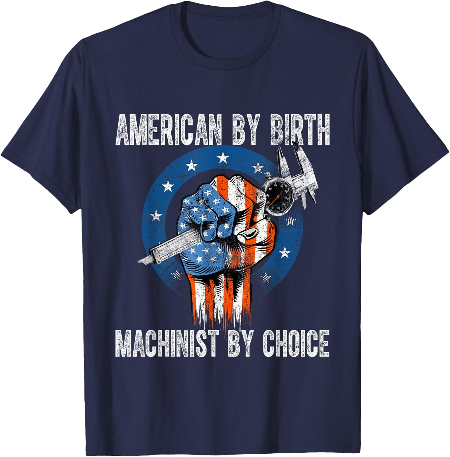 Machinist by Choice - American USA Flag CNC Machine Operator T-Shirt - T-Shirt | Navy