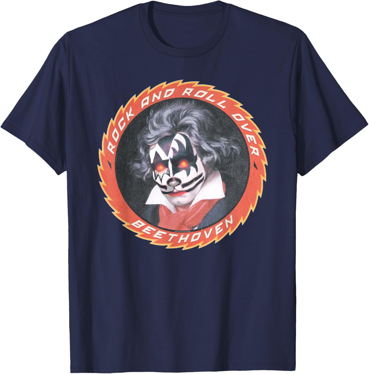 KISS Beethoven , Black, Small, -Adults, Short Sleeve, , Classic Fit, Cotton 65% Polyester 35% T-Shirt - T-Shirt | Navy