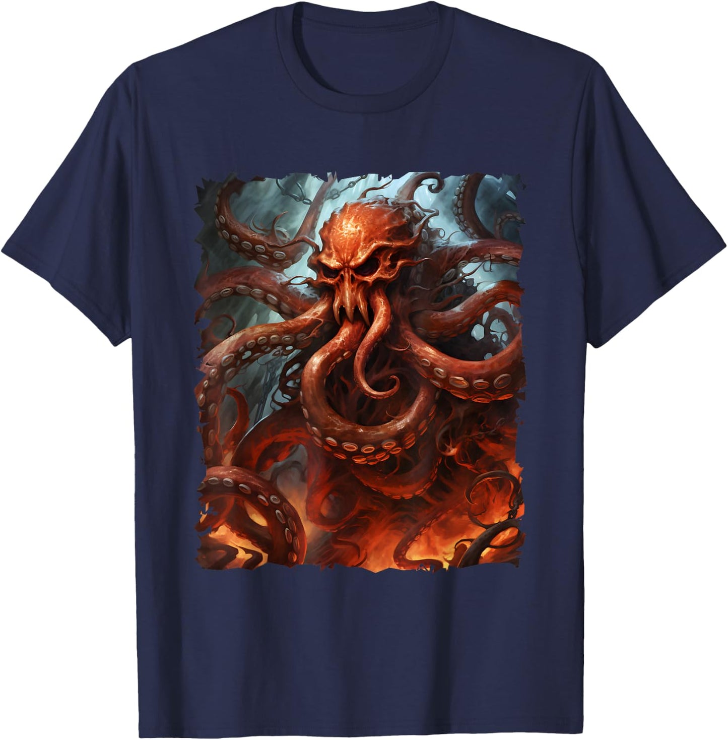 Giant Red Octopus Kraken with Tentacles Sea Monster T-Shirt - T-Shirt | Navy