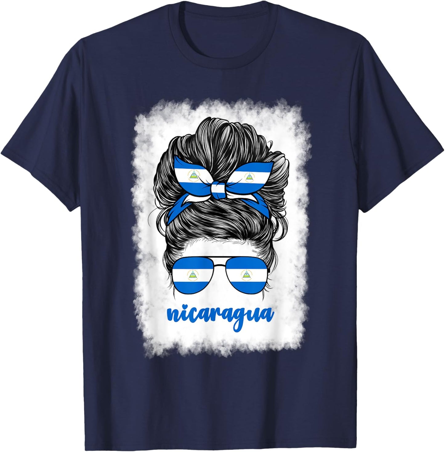 Nicaraguan Girl Woman Nicaragua Flag Nicaraguense T-Shirt - T-Shirt | Navy