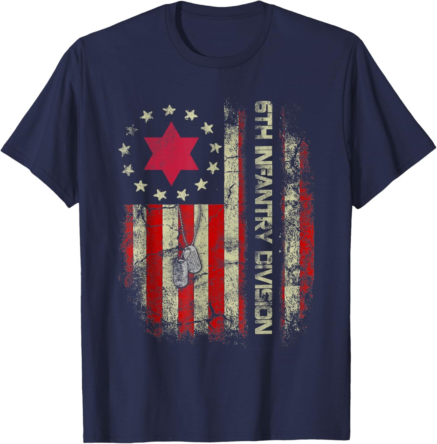 6th Infantry Division Veteran USA Flag Military Veterans Day T-Shirt - T-Shirt | Navy
