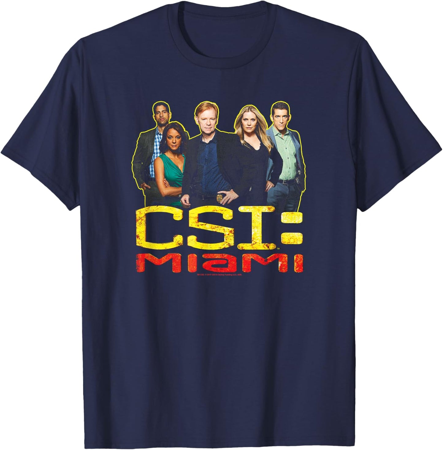 CSI: Miami The Cast In Black , black, s T-Shirt - T-Shirt | Navy