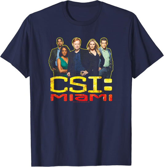 CSI: Miami The Cast In Black , black, s T-Shirt - T-Shirt | Navy