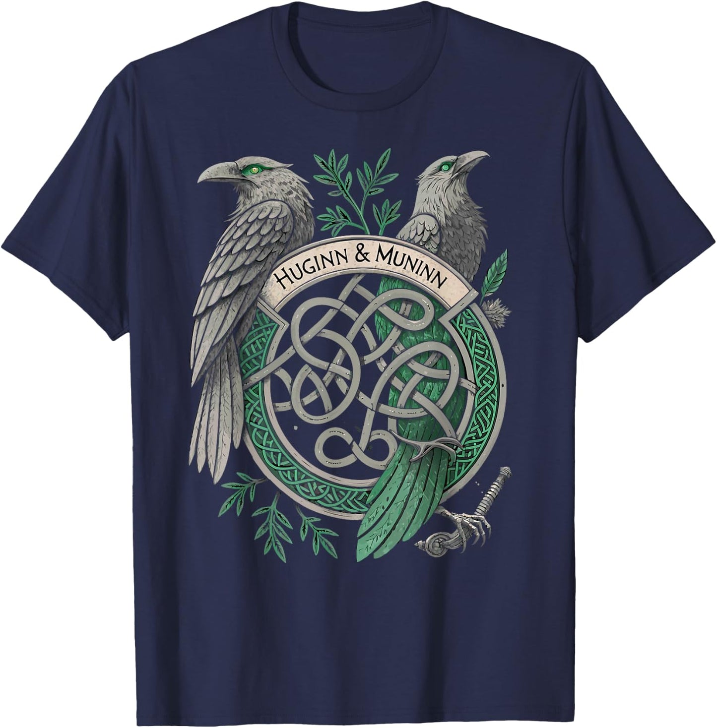 Huginn & Muninn - Germanic Mythology Viking Celtic Raven T-Shirt - T-Shirt | Navy